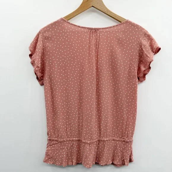Rails Bretton Rosewood Mini Hearts Flutter Sleeve Top in Pink Size Small - Picture 3 of 11